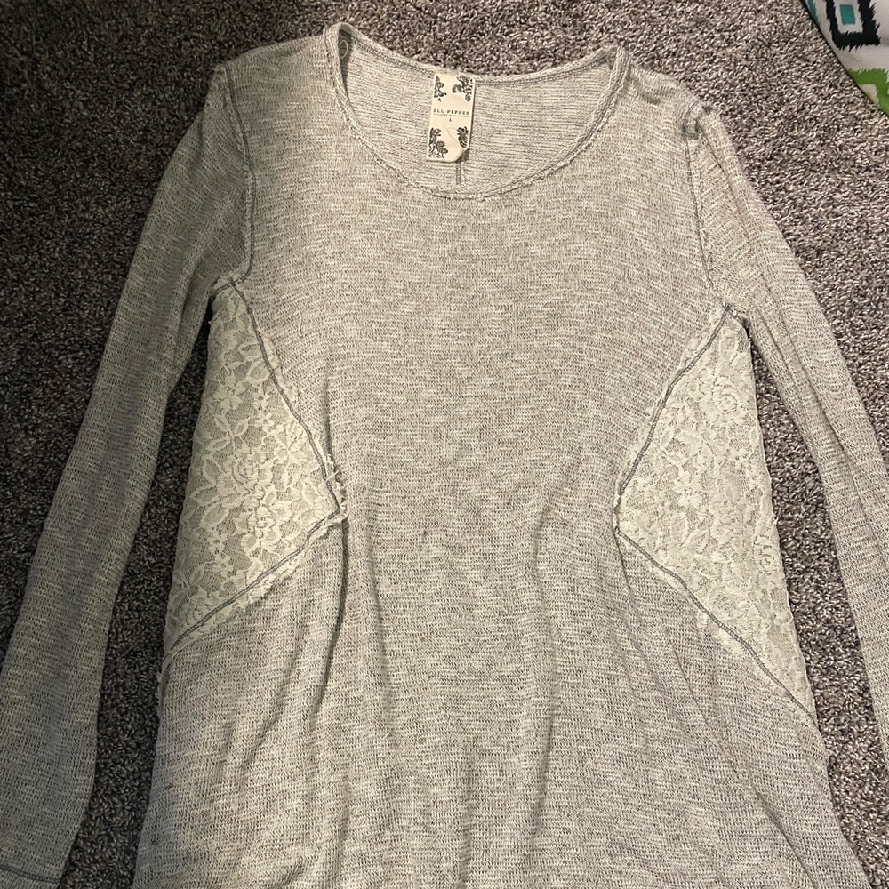 Grey Sweater with Lace
